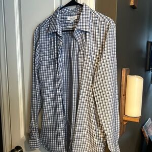 Calvin Klein Blue and White Casual Button Down Shirt size large